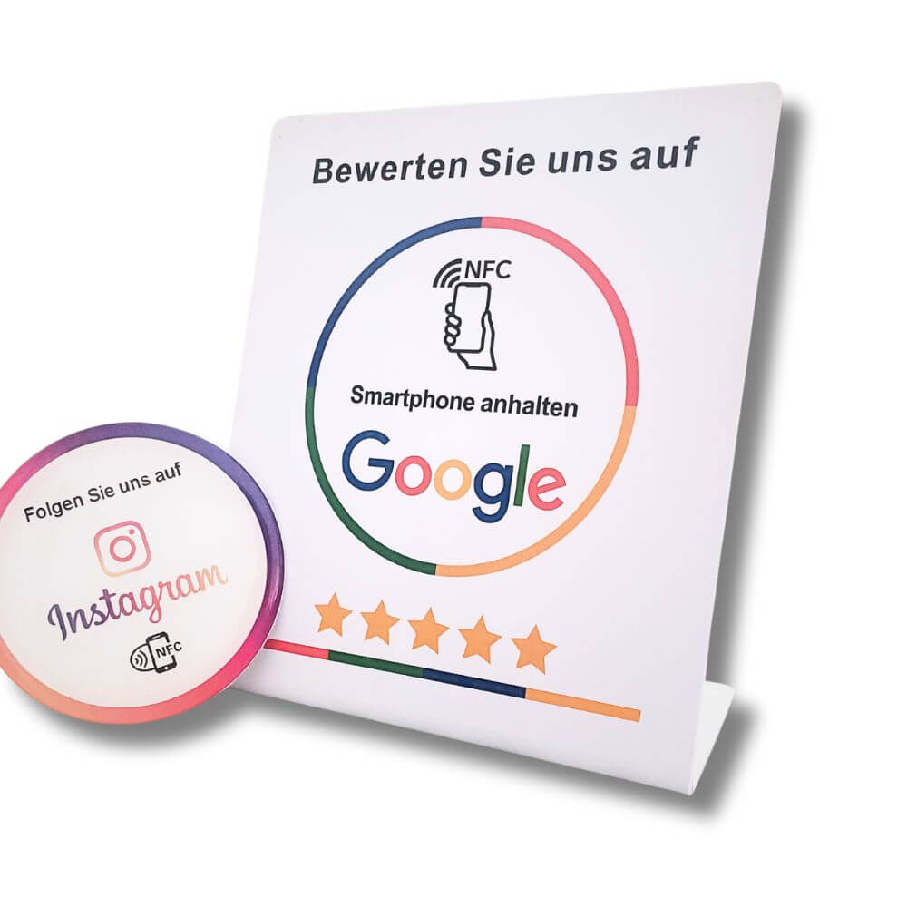 Das neue NFC Set für mehr Google Bewertungen und Instagram Follower.