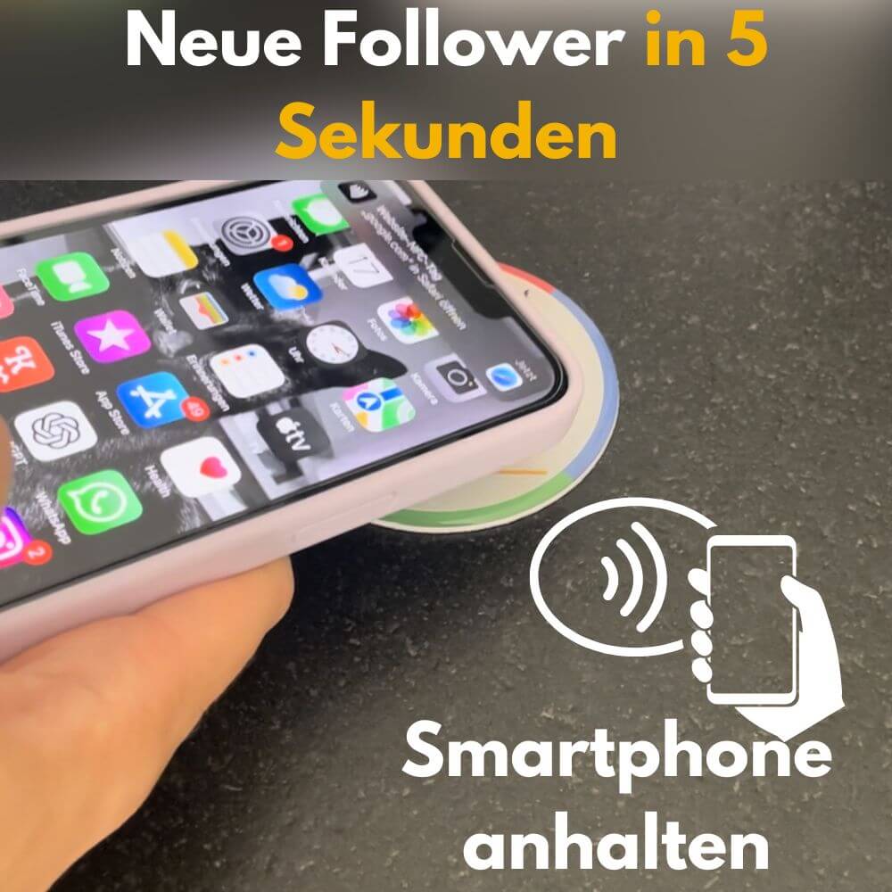 Neue Follower in 5 Sekunden. Smartphone anhalten. Perfekt für dein Business .Lasse deine Kunden entscheiden, ob sie dir auf Instagram folgen wollen, aber gib Ihnen einen kleinen Denkanstoß.
