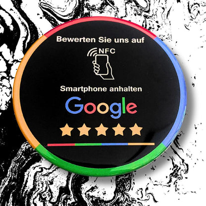Schwarzer Google NFC Bewertungssticker zum kleben.