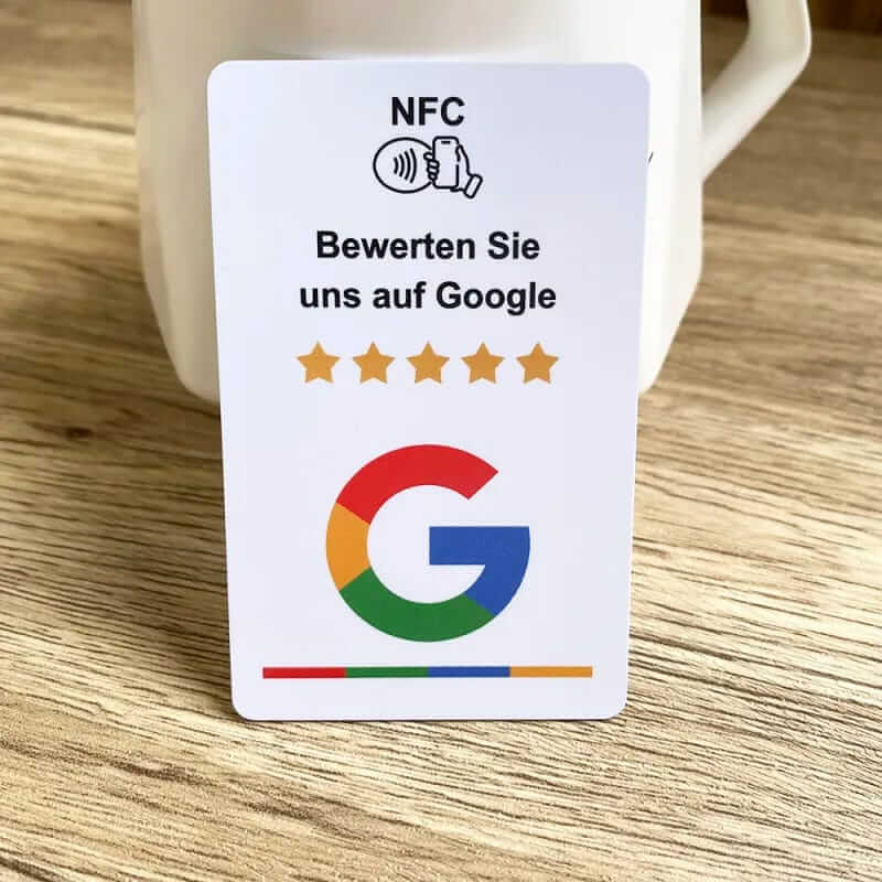 Weiße NFC-Bewertungskarte mit 85mm x 55mm (Höhe x Breite)